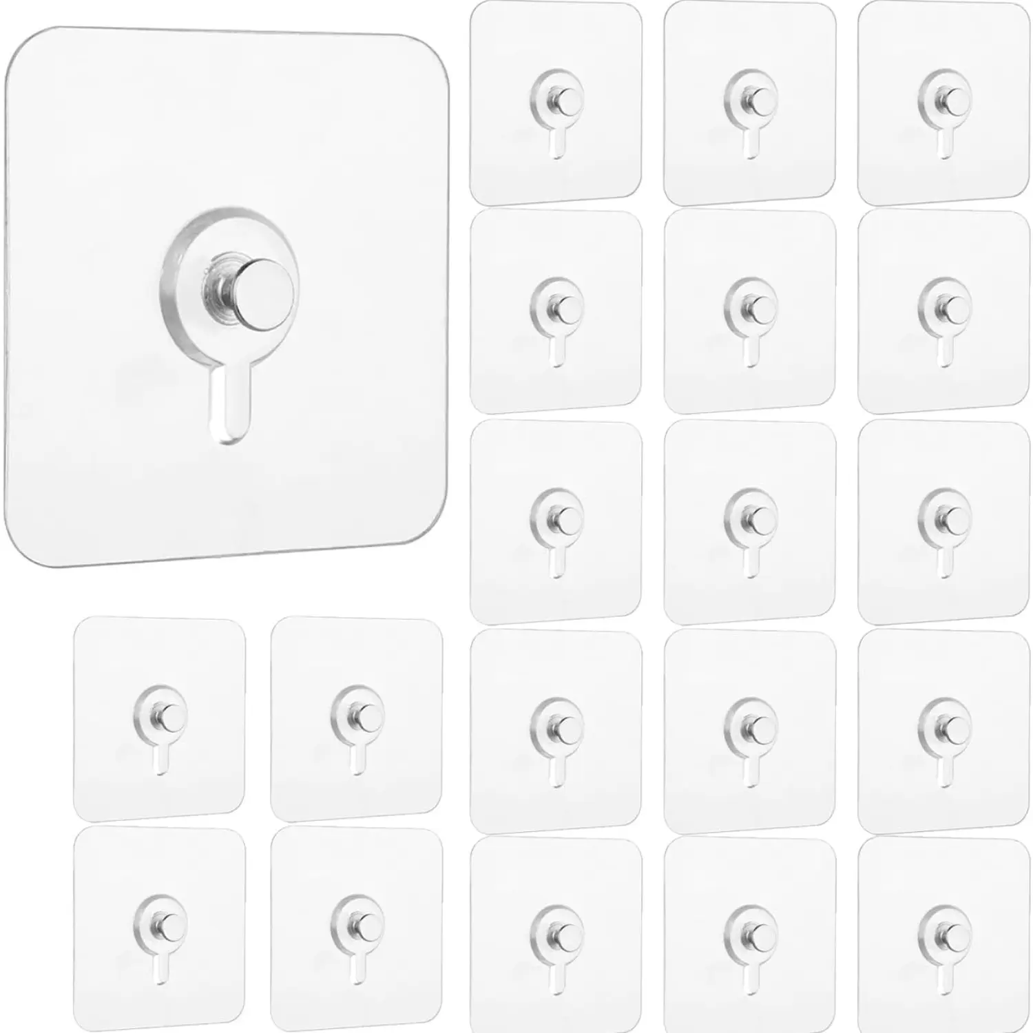 20Pcs/Set Adhesive Wall Mount Screw Hooks,No-Trace Sticker Screw Hanging Nails for Bathroom Kitchen (Flat Head Screw),Christmas Party Gifts,Hand Tools Kits