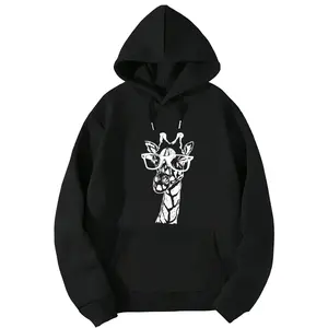 Casual Women’s Long Sleeve Hoodie – Summer Funny Giraffe Graphic Tee