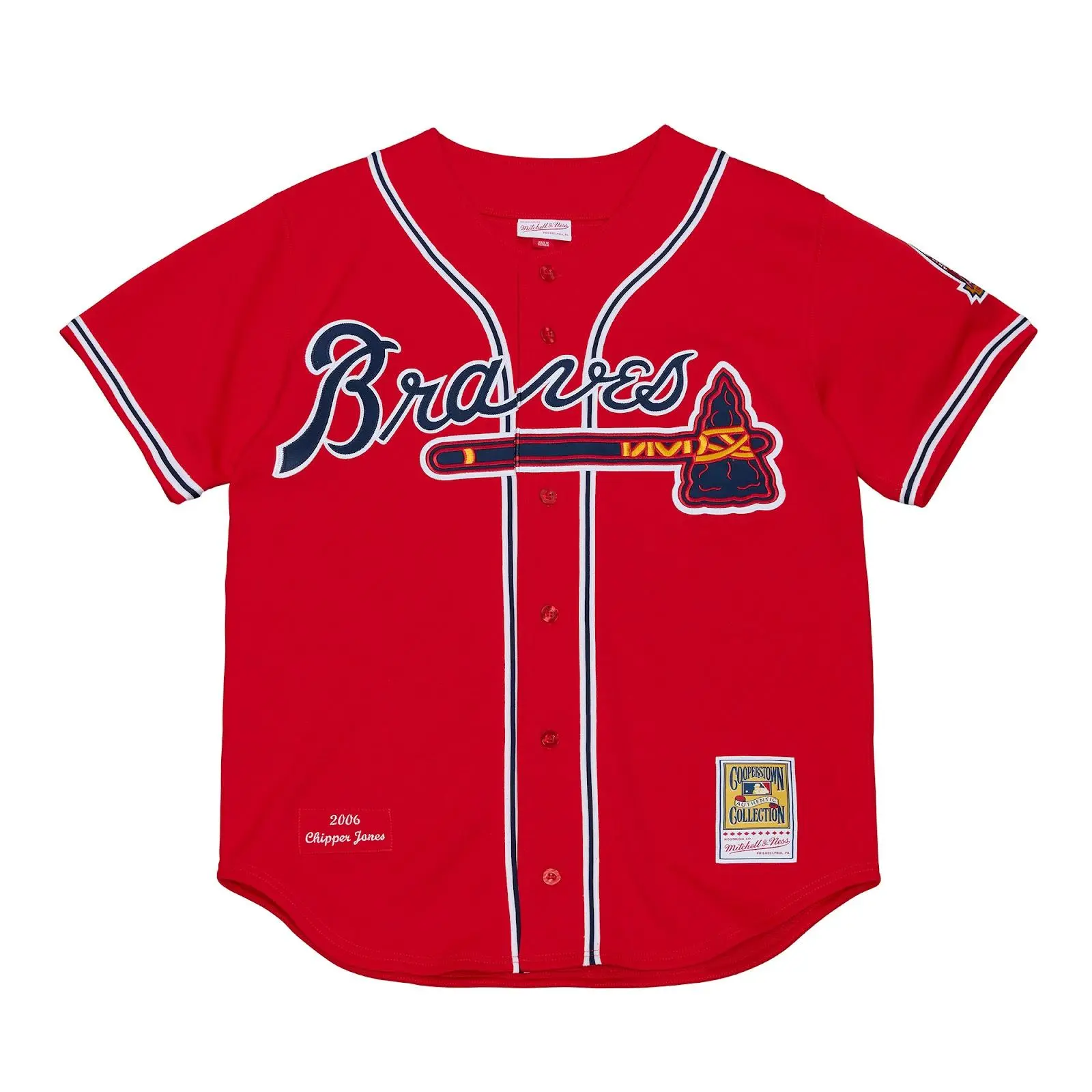 Chipper Jones Atlanta Braves 2006 Red Authentic Jersey MLB Throwback Baseball Cooperstown Fan Gear Mitchell & Ness