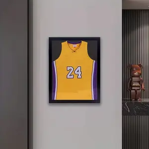 White Sports Jersey display case, 18x14 optional, black, white, brown colors, transparent display preserves jersey collection, heavy-duty frame prevents collapse, must-have for fans and home collectors