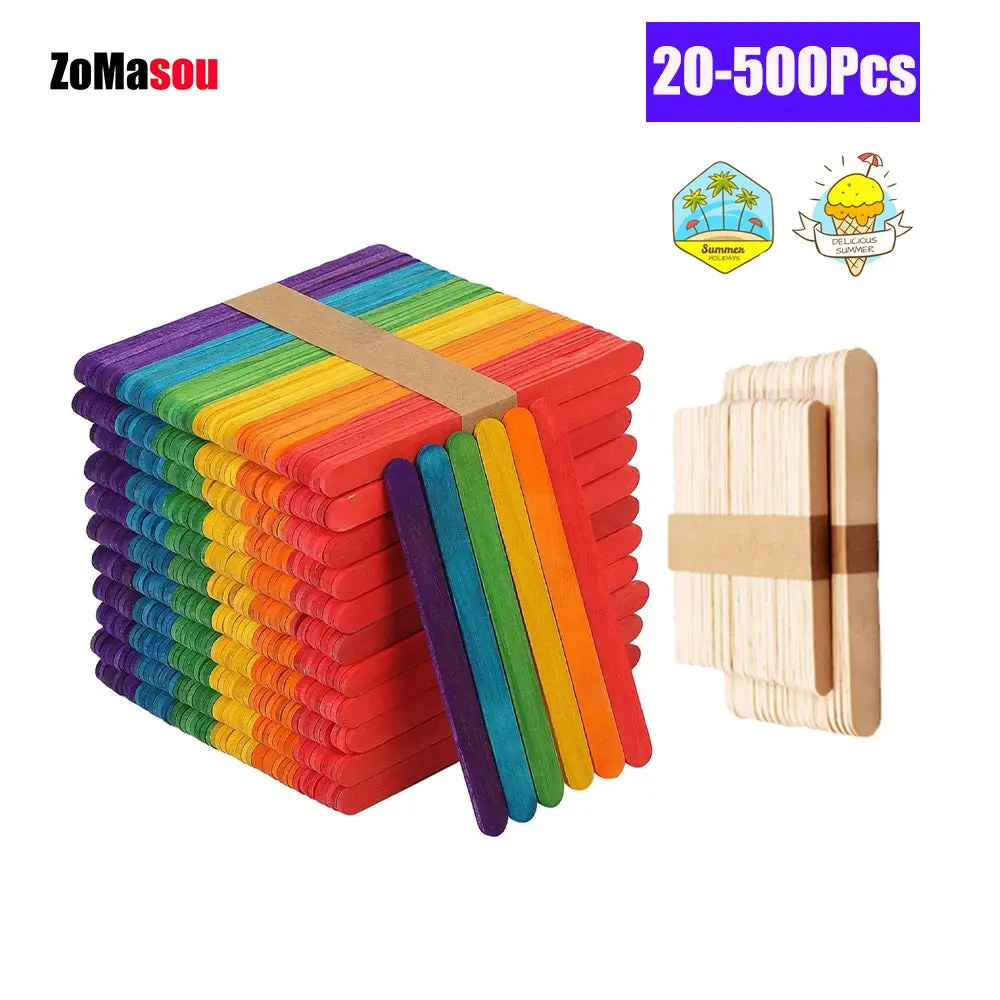 Natural Wooden and Colored Popsicle Sticks