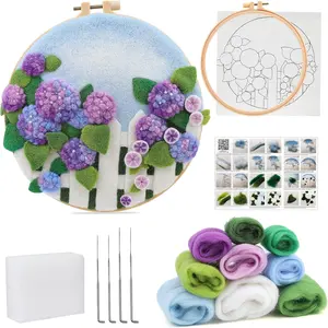 Needle Felting Felt Painting Kit for Beginners, Complete Set with Felting Needles, Felting Pad, Felting Wool, Decorative Frame, DIY Instructions for Home Decoration