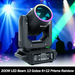 200W LED Beam Moving Head Light with 13 Gobos  6+12 Prisms Rainbow Effect DMX512 for DJ Disco Party Bar Club
