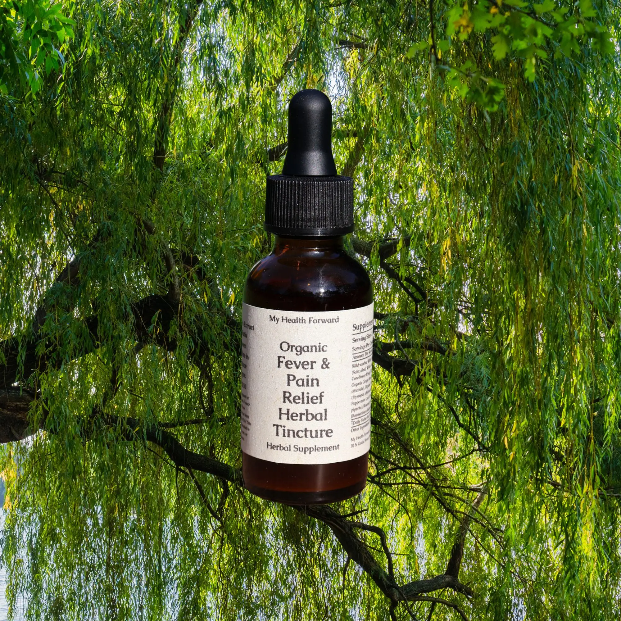 Organic Pain & Fever Relief Tincture - Herbs for Headaches, Stress, Pain, and Fevers