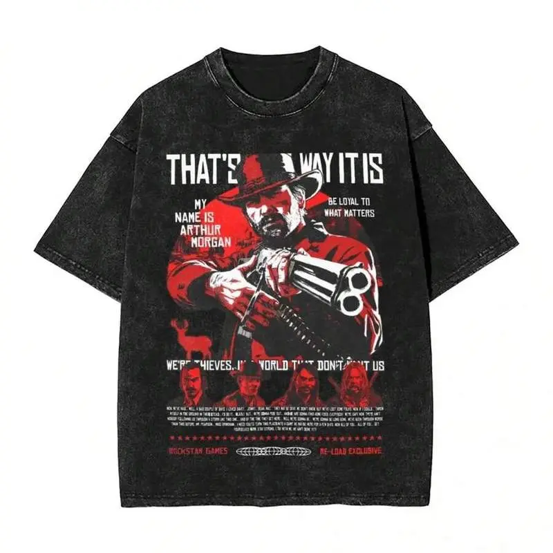 Er TopsRed Dead Redemption 2 Graphic T Shirt Oversized Washed Cotton T Shirts Short Sleeves Casual Tee Shirt For Men Women Clothingsummer Outfits KV85