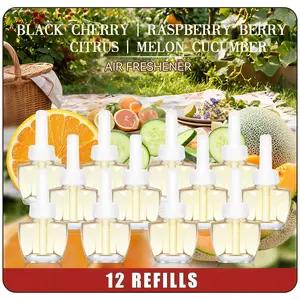 12Pcs Electric Plug-in Air Freshener Refills -Black Cherry,Raspberry Berry,Citrus,Melon Cucumber- Home Fragrance Refills for Home Care Supplies aromatico aceite