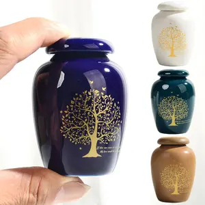 Tree of Life Ceramic Urn for Cat & Dog Ashes Heart-shaped Memorial Jar Porcelain Urn with Meaningful Quote for Pet Hair Storage in Various Colors