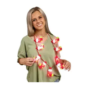 Blinkee CLUF9CN 32 in. Christmas Light Up Flashing 9 Stocking Charms Necklace