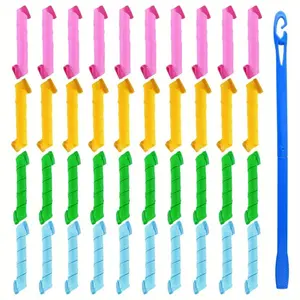 40 Pack Magic Hair Curlers Spiral Curls Styling Hair Rollers Kit Wave Styles No Heat Hair Curler and Styling Hooks for All Hair Lengths, 30cm/ 12inch Haircare HeatlessOutdoorfunValentine's Day, gift