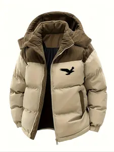 Men's Winter Long Coat, Casual Hooded Thick Warm Cotton Jacket, Fashionable Outerwear for Cold Weather, Daily Wear and Outdoor Activities