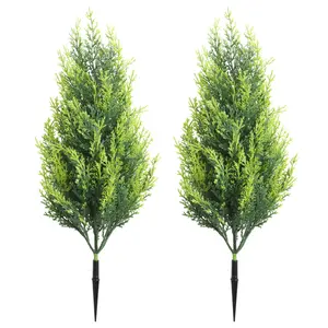 20 inch artificial cypress tree with ground spikes, 1 pc artificial Christmas tree, UV-resistant artificial shrub, suitable for Christmas decorations, porches, paths, gardens, indoor and outdoor decorations, and yard art