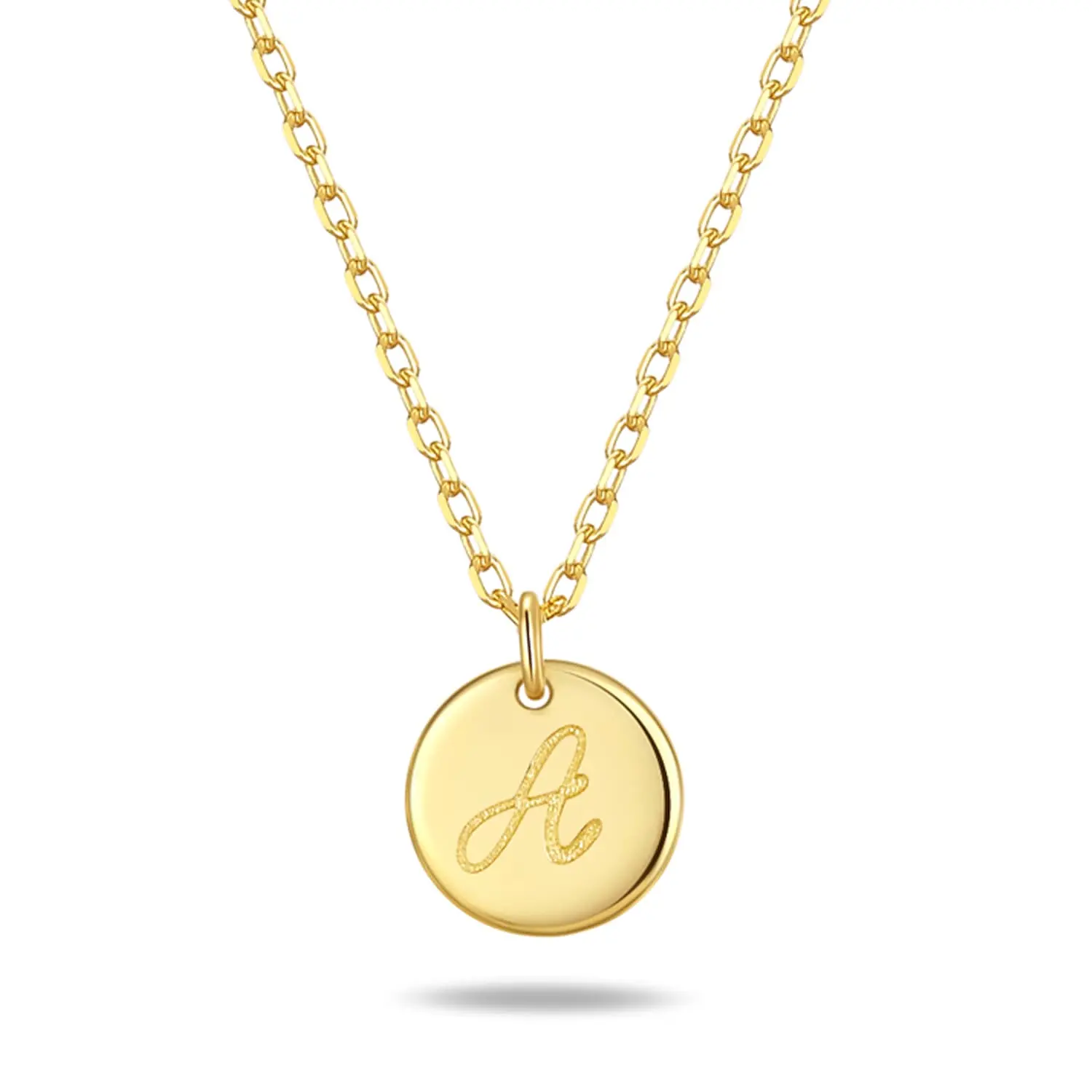 Initial Necklaces for Women 925 Sterling Silver Necklaces Dainty Letter Round Coin Disc Pendant Gold Silver Necklace Trendy Jewelry
