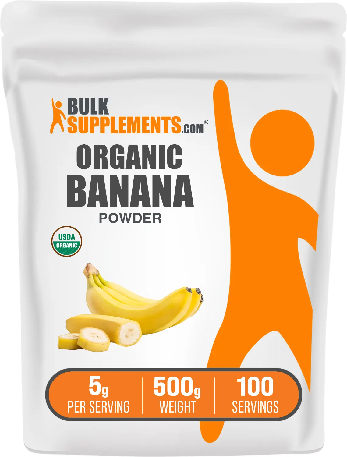 BulkSupplements Organic Banana Powder - Certified Organic - Natural Fiber - Natural Banana Flavor - 500g - 5g per Serving
