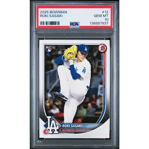 2025 Bowman #12 ROKI SASAKI RC - Los Angeles Dodgers - PSA 10 Gem Mint