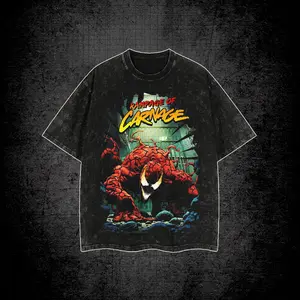 Carnage Red Symbiote Acid Washed Shirt (Made in US), Chaos Symbiote Graphic Shirt, Villain Shirt, Character Comics Fans Shirt, Supervillain T-Shirt, Comic Book Fans T-Shirt, Graphic Tee