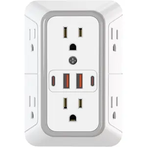 Outlet Extender Surge Protector - 6 Outlet Splitter with 4 USB Ports (2 USB C), Multiple Plug Expander Wall Charger, 3 Sided Multi Plug Wall Adapter Power Strip for Home Office Kitchen Travel