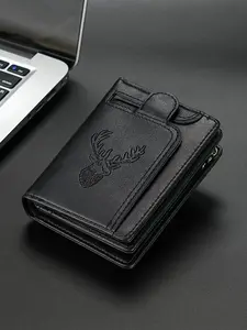 Men's Vintage Deer Head Short Wallet, Vintage Wallets, Business Style Wallet, Casual Fashion Design, Multi-Card Slots, Daily Use Business Accessory, Must-Have for Men