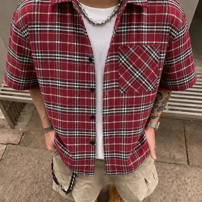 Dyed Checker Button Down Ktwo - TikTok Shop