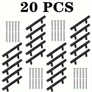 20-Piece Brushed Cabinet Handles, 304 Stainless Steel Kitchen Drawer Pulls with Screws, Modern Elegant Design for Cabinets & Furniture Hardware