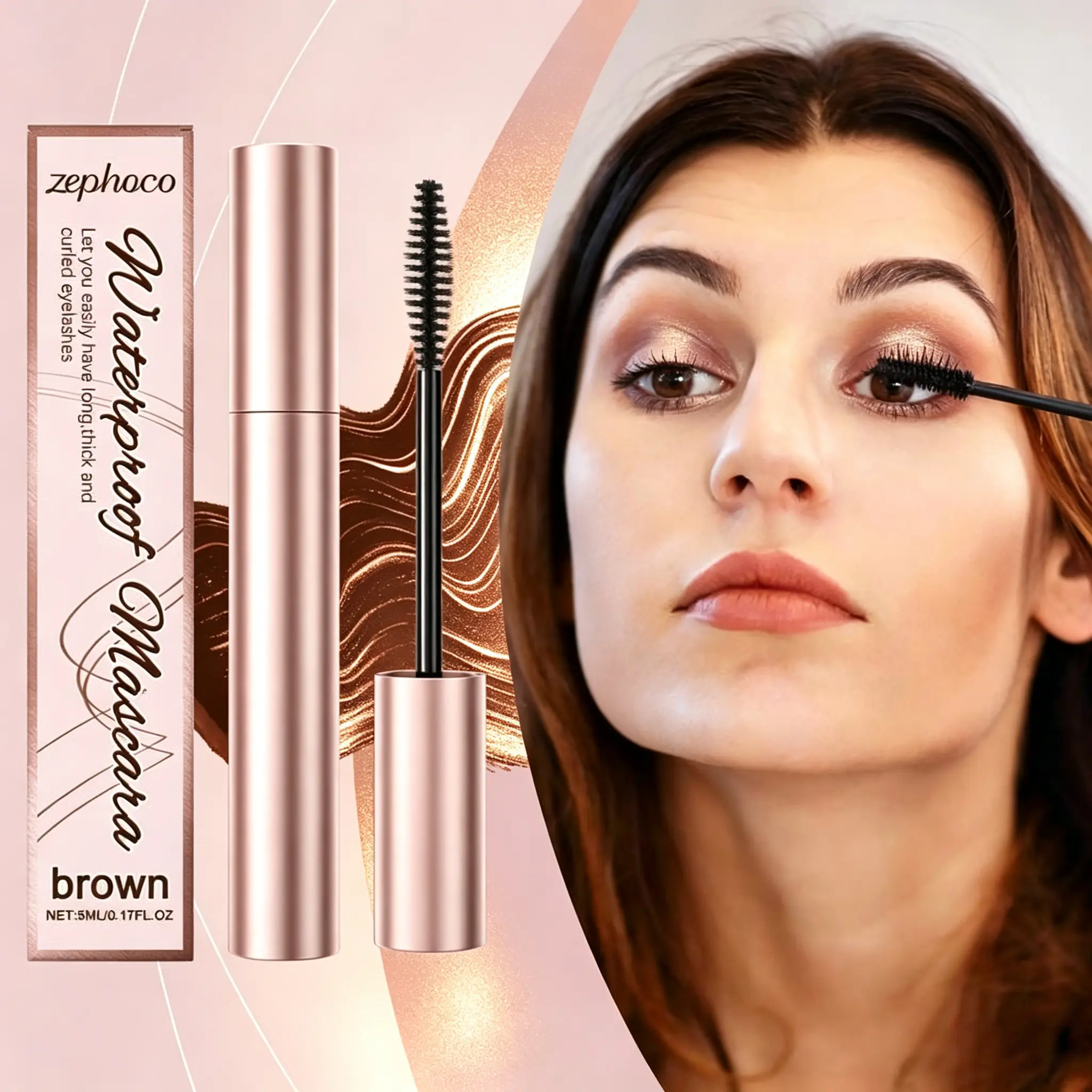 Brown Mascara for Eyelashes,Hydrating Daily Use, Natural Bright Lashes Long Lasting Smudge Proof
