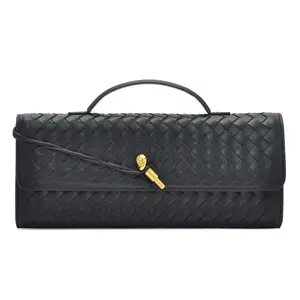 Trendy Woven Evening Clutch Purse for Women PU Leather Underarm Shoulder Handbag, Elegant Satchel Crossbody Purse Dates & Daily Outings (Elegant Woven Texture)