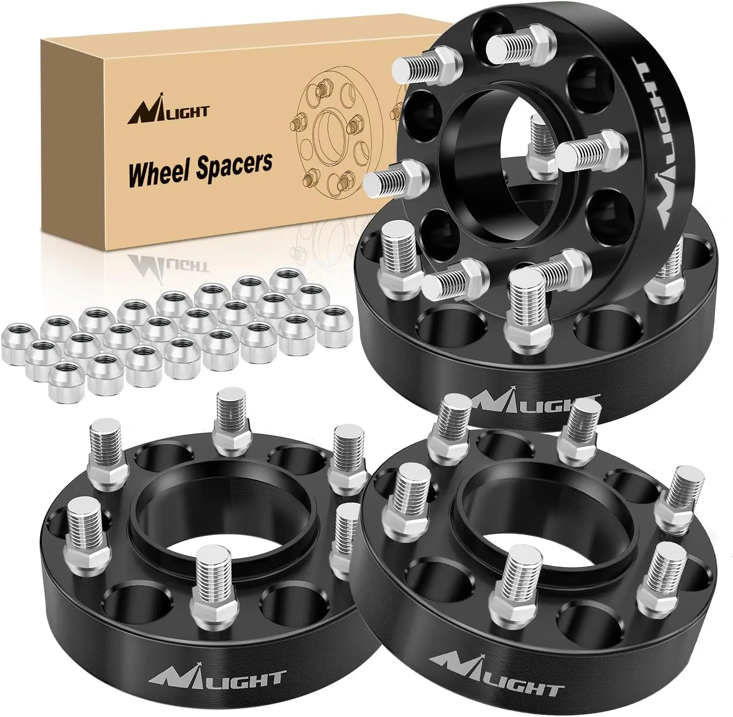 Nilight CNC Processed Aluminum Alloy Truck Wheel Spacers - 6x135mm Bolt Pattern, 1.5in Thick, 87.1mm Hub Bore, M14x2 Thread Car Accessories for Ford F150 2WD/4WD (2004-2014), Expedition, 2003-2014 Lincoln Mark LT Navigator 2WD/4WD (Stability Boost), Autom