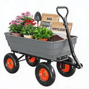 1200lb Capacity Heavy-Duty Garden Dump Cart with 13" Wheels Tires for Yard Work, Landscaping, Gardening