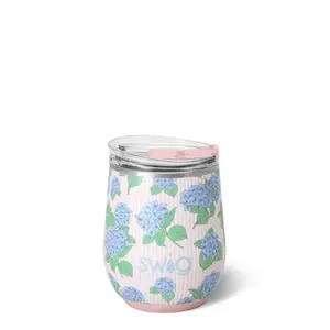 Swig Hydrangeas 12 oz. Stemless Wine Cup