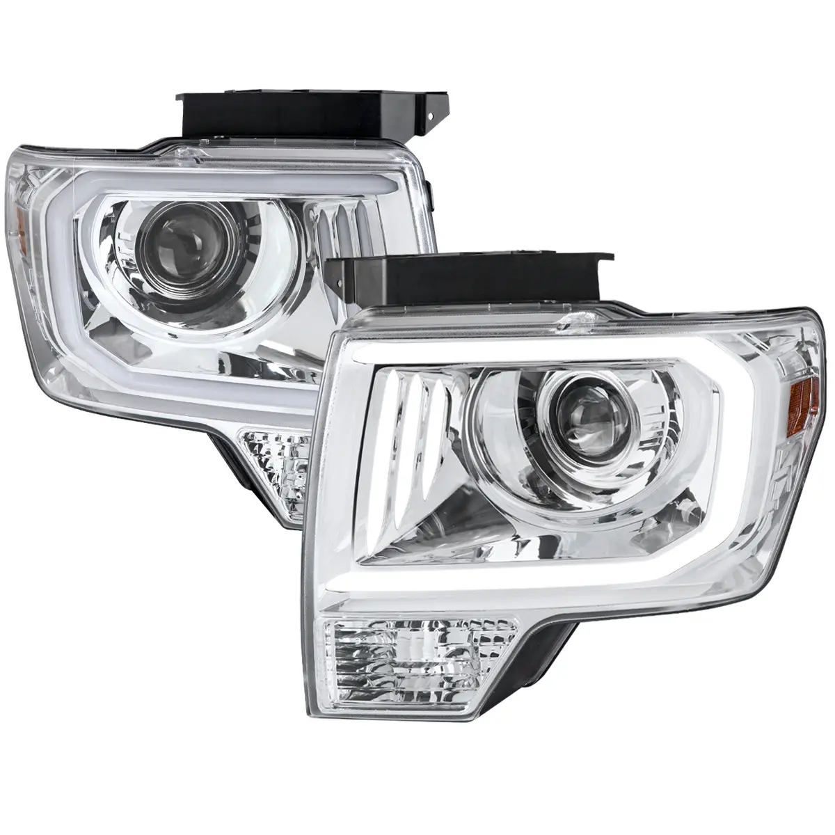 2009-2014 F-150 LED C-Bar Projector Headlights (Chrome Housing/Clear Lens)