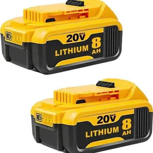 4-Pack 8.0Ah Lithium Ion Memory Free Replacement Batteries for Dewalt 20V MAX XR Cordless Tools, Compatible with DCB180, DCB200, DCB206 20V Dewalt Power Tool Accessories