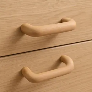 HomeRoots 476582 Brown Wood C-Shape Drawer Pull Knobs - Set of 2, Decorative Handles Doorknobs, Easy Install Doorknobs