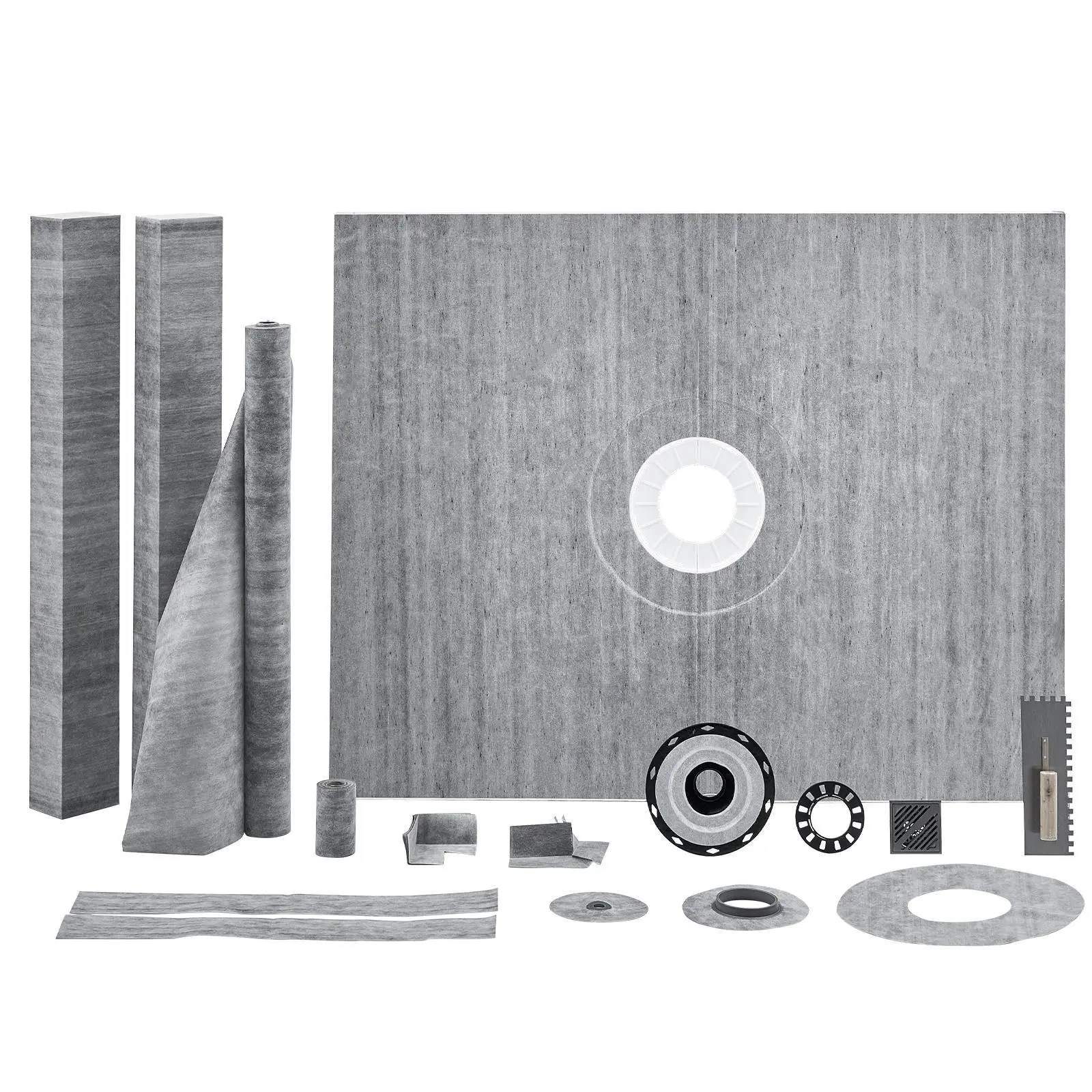 【SummerFinds】VEVOR Shower Curb Kit,  , 60"x48" Shower Pan Kit with 2" ABS Central Flange, Waterproof Membrane, Stainless Steel Grate and Joint Sealant, Shower Pan Slope Sticks Fit for Bathroom