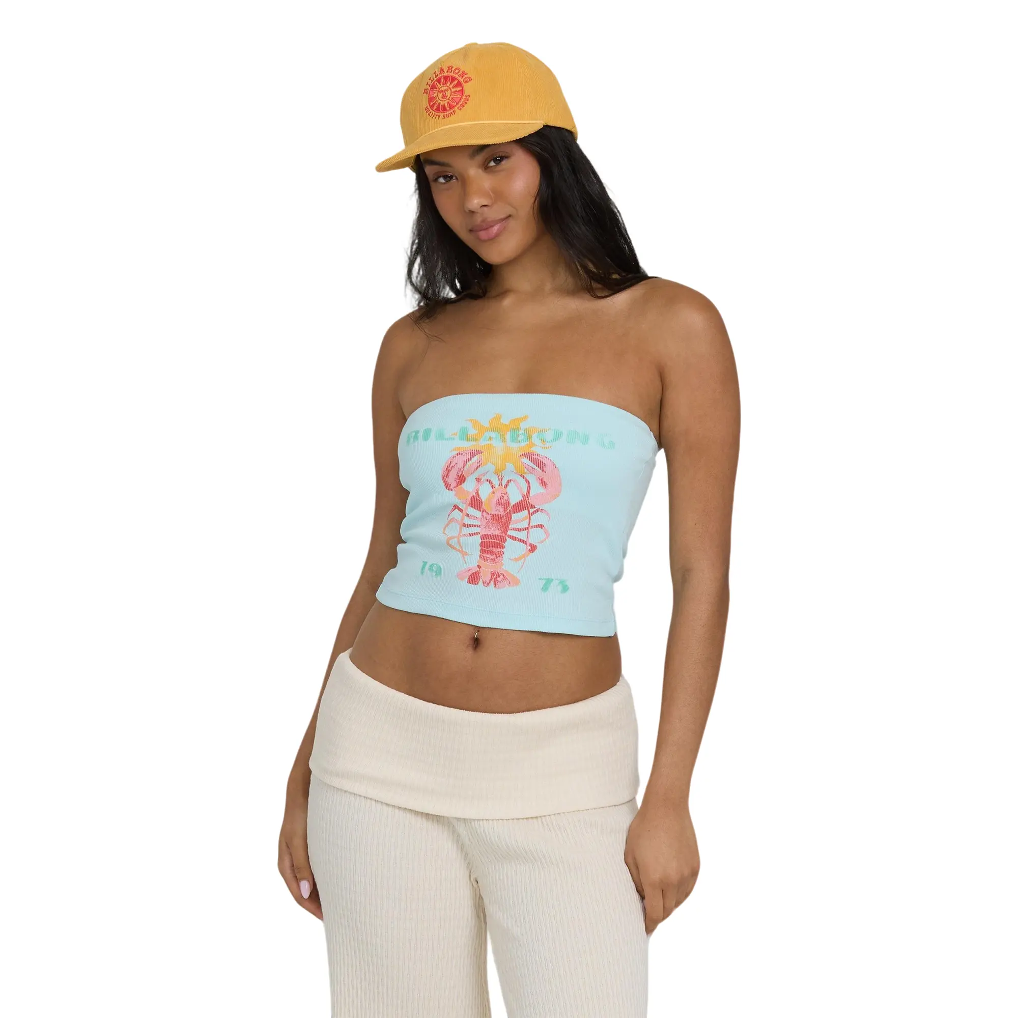 BILLABONG Women’s Cocoa Tube Top, Strapless Rib Knit Top,  Cotton Blend Stretch Fabric, Summer Staple, Layering Piece, Beach & Casual Wear, Clearwater Blue Colorway
