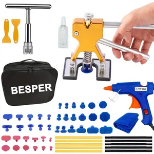 Car body dent repair tool set, Car Repair Tools, car dent puller, Car Dent Remover, with glue gun and gasket, hail damage repair tool set suitable for vehicle dent repair (US plug)