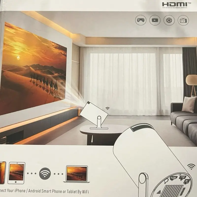 Smart Projector with HDMI Connection and WiFi Connectivity for Smartphone or Tablet Viewing