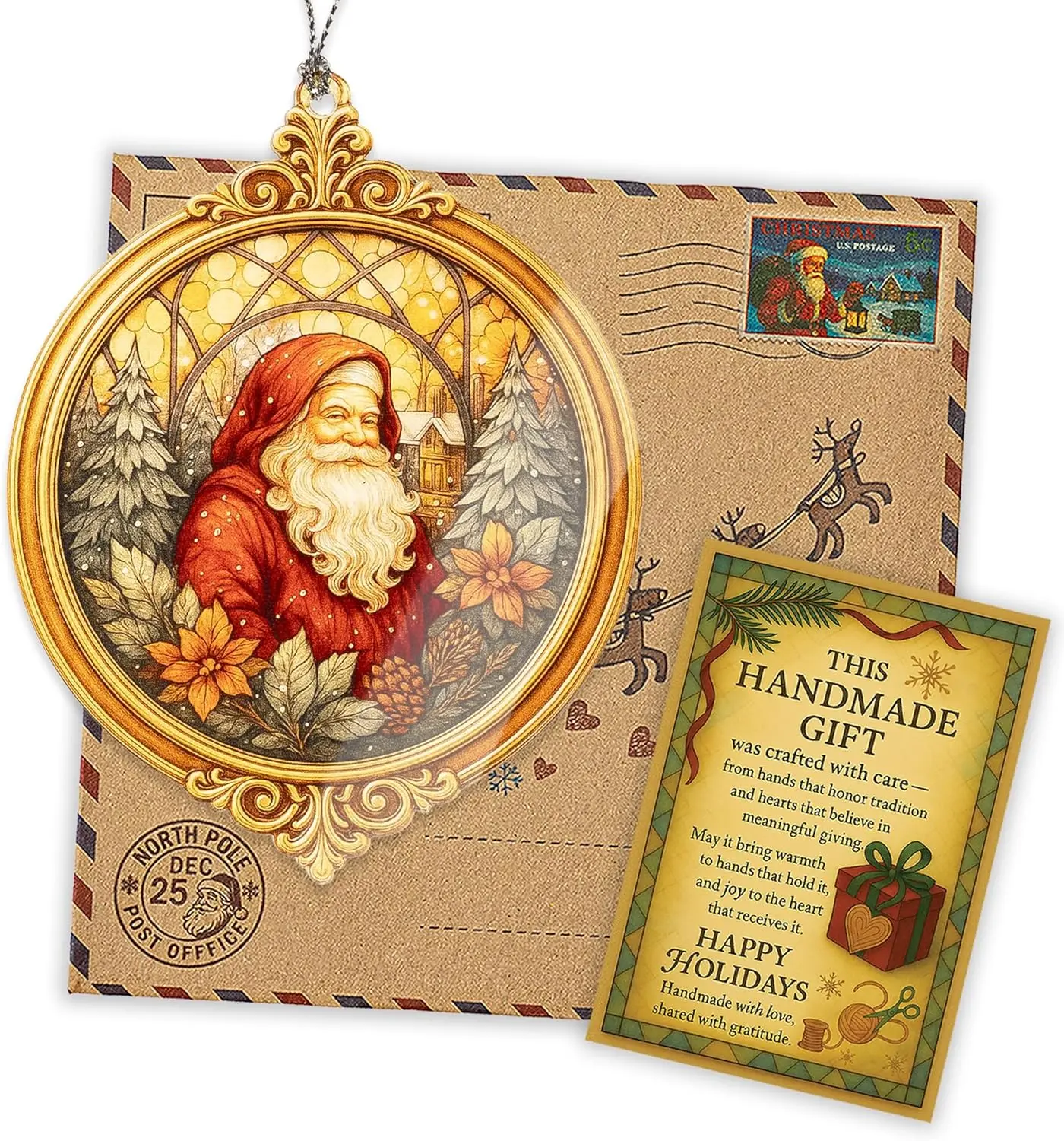 Christmas Ornament 2025 - Vintage Santa Claus Ornament – Rustic Christmas Tree Decoration – Old World Father Xmas Holiday Ornament – Farmhouse Santa Gift for Holiday Home Decor