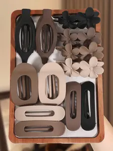 12pcs Simple Style Hair Clip Set | Flat Duckbill Clip Exquisite and Elegant Retro Hair Clip Women's Non-slip Firm Grip Hair Clip Flat Hair Clips Flower Hair Clip