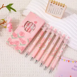 Tulip Flower Design Gel Pen Set, 6/12pcs Medium Point 0.5mm, Quick-Dry Ink for Smooth Writing, Ideal for School & Office Use