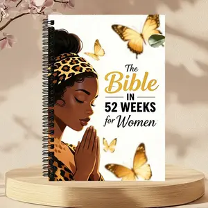 52-Week Women Bible Study Journal, Leopard Print Butterfly Art Inspirational Prayer Notebook, Perfect Religious Gift for Church Members