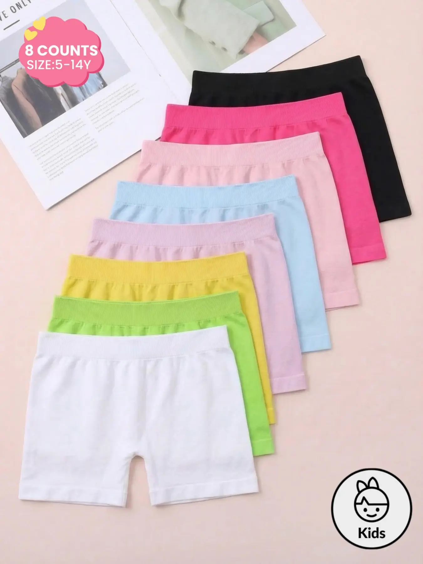 Girls Seamless Safety Shorts 5-14Y Breathable Soft Boxer Briefs Stretchy Kids Underwear Girly Fashion Inner Wear for Daily Wear, Elastic Breathable, Casual School Sports Style, Student Shorts,All Season Wear, Comfy Underwear
