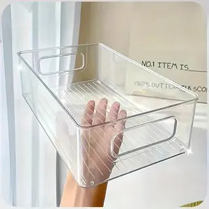 Acrylic Desk Organizer, 1 Count Clear Transparent Storage Box with Handle, Portable Compartments Organizer, Jewelry Box, Bracelet Organizer, Desk Storage Box, Multilayer Storage