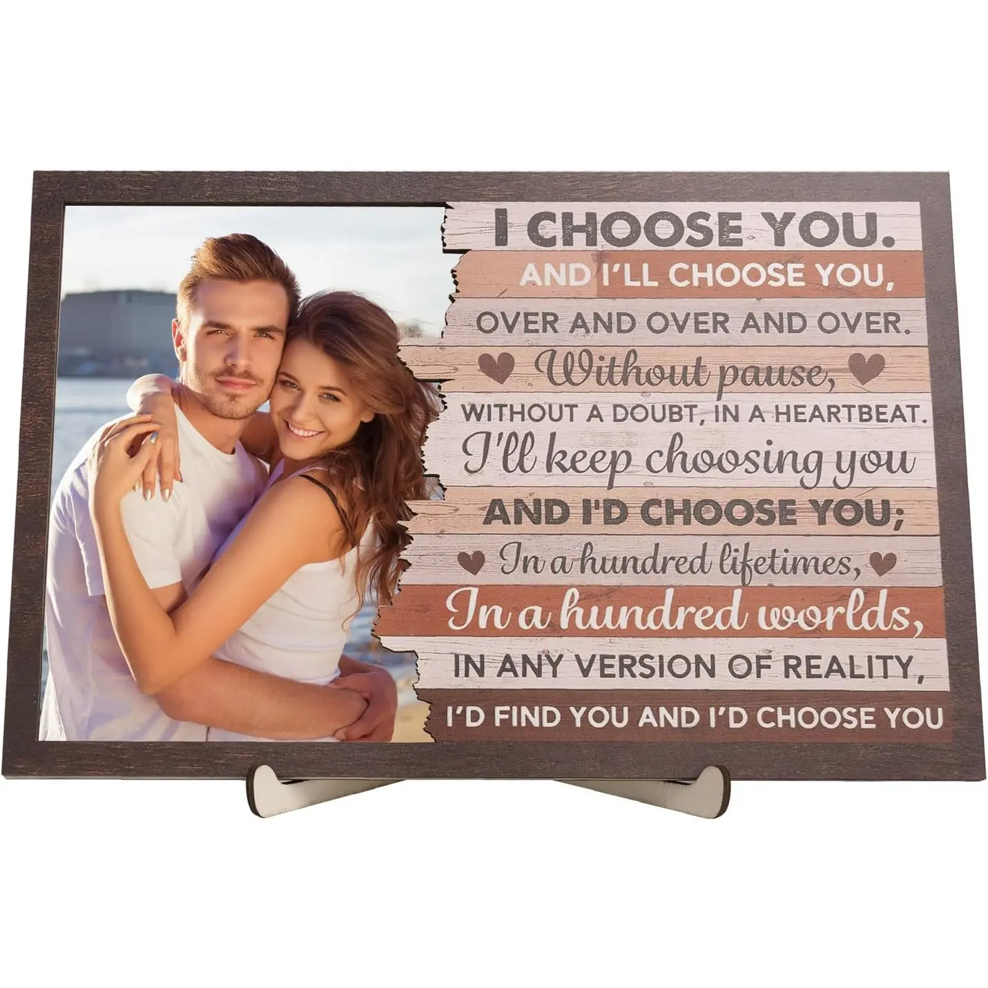 My Valentines Day Picture Frame, Wooden Couples Anniversary Photo Frame, Valentine's Day Romantic Love Gifts for Him and Her, Wedding Engagement Birthday Keepsake Rustic Home Decor