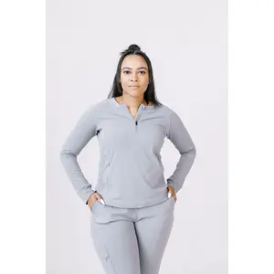 Long Sleeve Quarter Zip Scrub Top