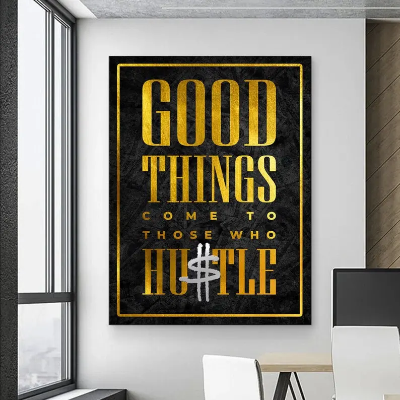Hustle Quotes Poster, Inspirational Wall Art For Entrepreneur Hustle Harder Success Motivational Wall Art Hustler Sign Decor