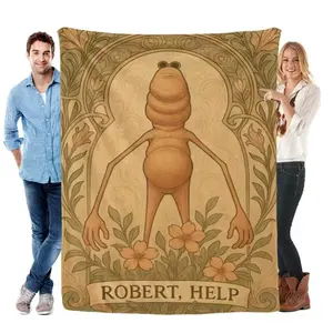 Marcus Worm Character Art Blanket - Soft, Comfortable Micro Crochet Warm Nap Blanket, Machine Washable, Suitable for Bedroom & Living Room Decoration, Ideal Gift, Character Art Blankets
