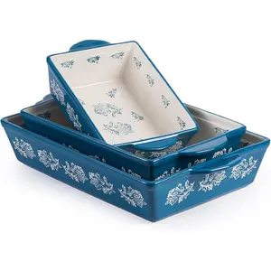 3-Piece Ceramic Baking Dish Set Lasagna Pan Casserole Bakeware