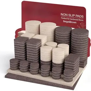Felt Furniture Pads -182 Pcs Furniture Pads Self Adhesive,Cuttable Felt Chair Pads,Anti Scratch Floor Protectors for Furniture Feet Chair Legs, Felt Pads for Hardwoods Floors,Brown & Beige