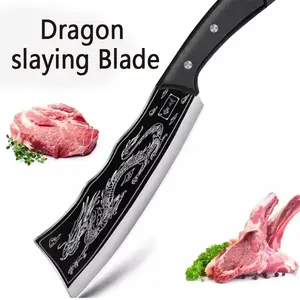 This Japanese kitchen chef's knife features a dragon totem design and is hand-forged. Made of high-carbon steel, it is extremely sharp and comes with a free case. It is suitable for bone-cutting knives, meat and vegetable slicing Kitchenware cleaver