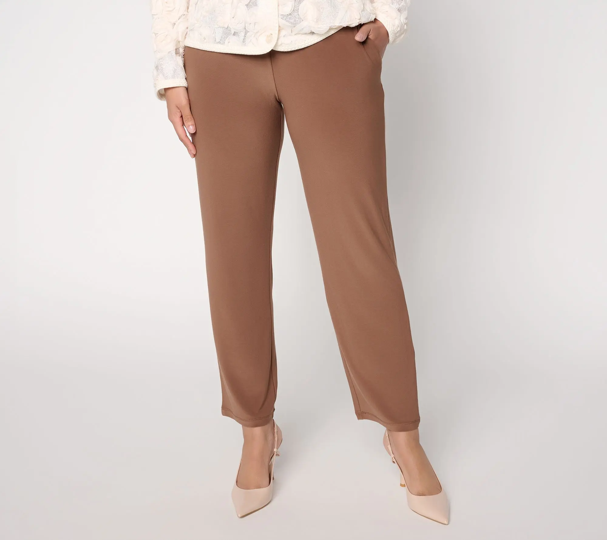 Dennis Basso Petite Italia Knit Straight Leg Ankle Pants