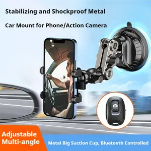 Car Windshield Suction Mount for Phone & Action Camera Adjustable Multi-Angle Universal Solution for POV Driving Recording Rig Road Trips Stand Cellphone Compact Smartphone Silicone Plastic Landscape